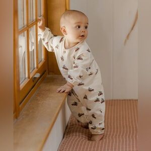 Rylee + Cru Henley Jumpsuit Trucks Holiday Print Onepiece Baby 12-18 Months